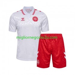 Maglia Danimarca Bambino Trasferta Divisa Euro 2024 Manica Corta