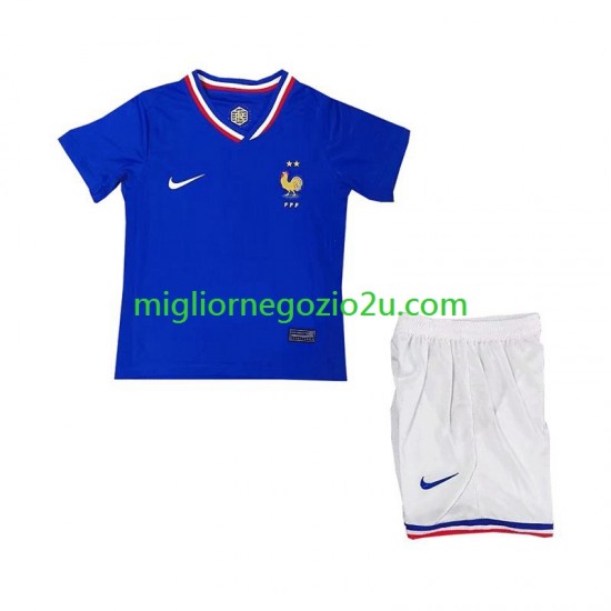 Maglia Francia Bambino Casa Divisa Euro 2024 Manica Corta