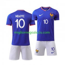 Maglia Francia Mbappe Kylian 10 Bambino Casa Divisa Euro 2024 Manica Corta