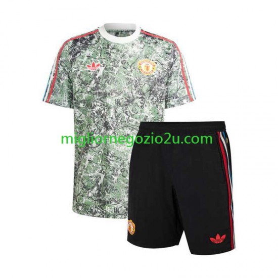 Maglia Manchester United Stone Roses Bambino Casa Divisa 2023-2024 Manica Corta