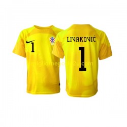Maglia Croazia Dominik Livakovic 1 Portiere Uomo Casa Divisa Mondiali 2022 Manica Corta