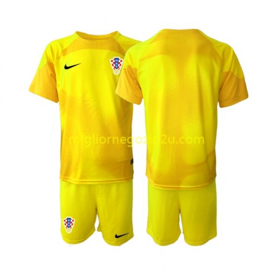 Maglia Croazia Portiere Bambino Casa Divisa Mondiali 2022 Manica Corta