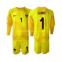 Maglia Francia Hugo Lloris 1 Portiere Bambino Terza Divisa Mondiali 2022 Manica Lunga