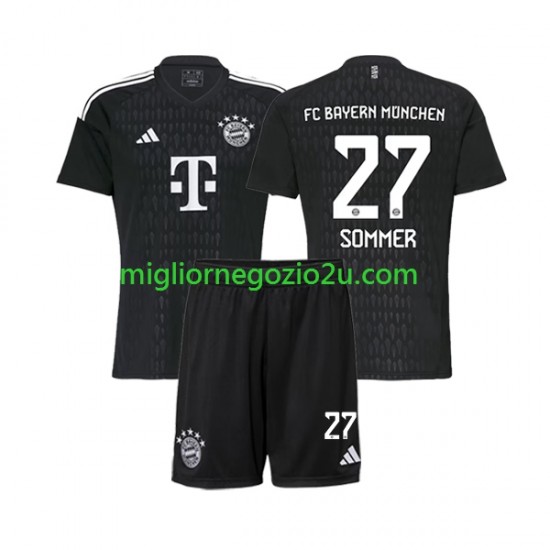Maglia FC Bayern München Yann Sommer 27 Portiere Bambino Casa Divisa 2023-2024 Manica Corta