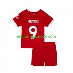 Maglia Liverpool Roberto Firmino 9 Bambino Casa Divisa 2023-2024 Manica Corta