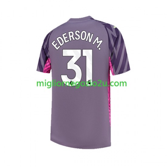Maglia Manchester City Ederson Moraes 31 Portiere Uomo Trasferta Divisa 2023-2024 Manica Corta