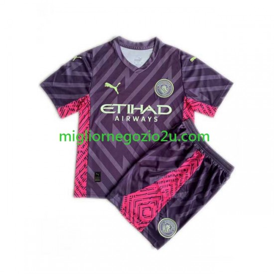 Maglia Manchester City Portiere Bambino Trasferta Divisa 2023-2024 Manica Corta