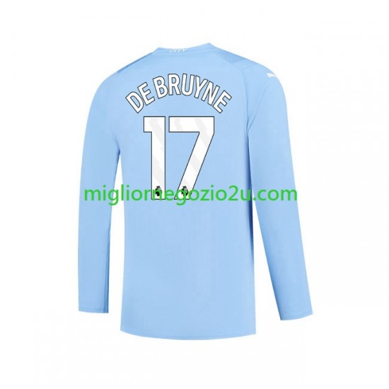 Maglia Manchester City Kevin De Bruyne 17 Uomo Casa Divisa 2023-2024 Manica Lunga