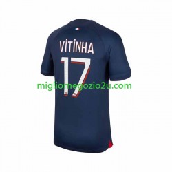 Maglia Paris Saint-Germain Vitinha 17 Uomo Casa Divisa 2023-2024 Manica Corta