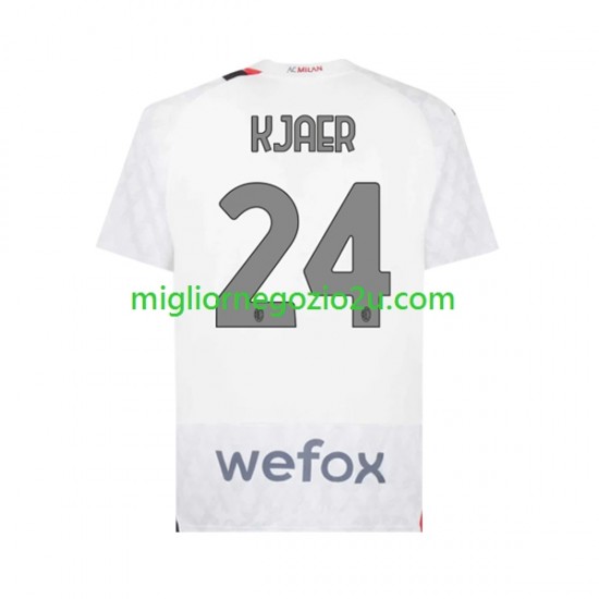 Maglia AC Milan Simon Kjaer 24 Uomo Trasferta Divisa 2023-2024 Manica Corta