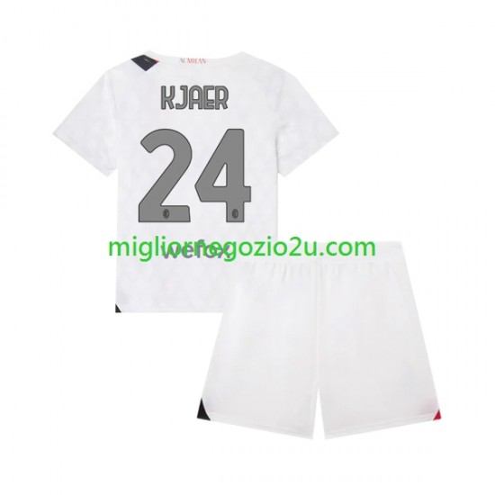 Maglia AC Milan Simon Kjaer 24 Bambino Trasferta Divisa 2023-2024 Manica Corta
