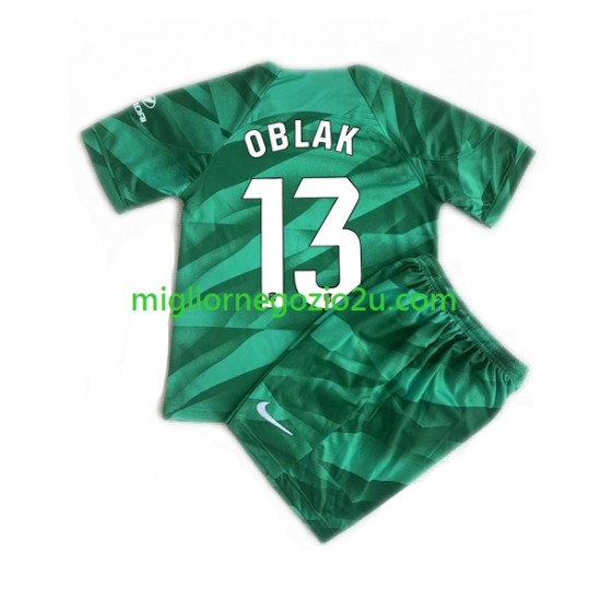 Maglia Atlético Madrid JAN OBLAK 13 Portiere Bambino Trasferta Divisa 2023-2024 Manica Corta