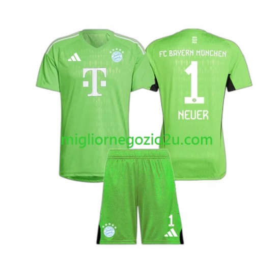 Maglia FC Bayern München Manuel Neuer 1 Portiere Bambino Trasferta Divisa 2023-2024 Manica Corta