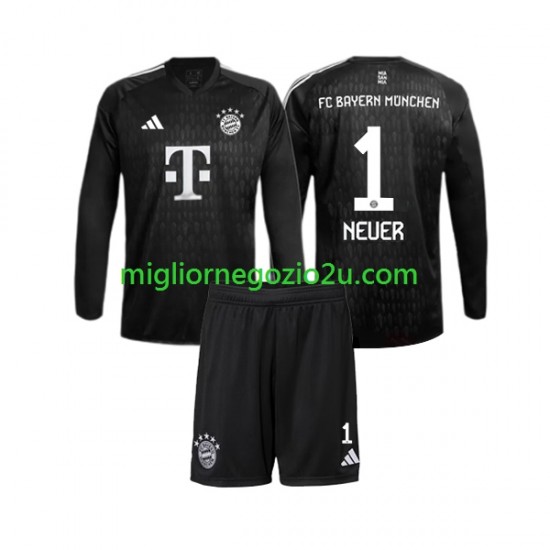 Maglia FC Bayern München Manuel Neuer 1 Portiere Bambino Casa Divisa 2023-2024 Manica Lunga