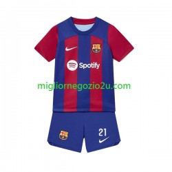Maglia FC Barcelona Frenkie de Jong 21 Bambino Casa Divisa 2023-2024 Manica Corta