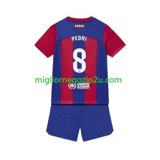 Maglia FC Barcelona Pedri 8 Bambino Casa Divisa 2023-2024 Manica Corta