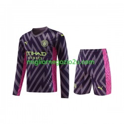 Maglia Manchester City Portiere Bambino Trasferta Divisa 2023-2024 Manica Lunga
