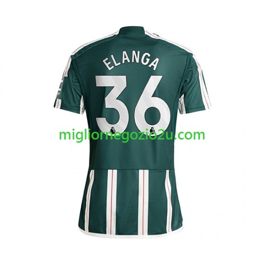 Maglia Manchester United Anthony Elanga 36 Uomo Trasferta Divisa 2023-2024 Manica Corta