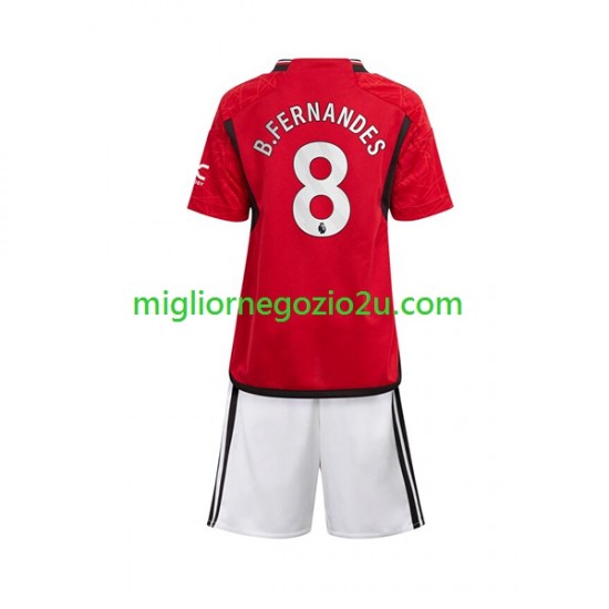 Maglia Manchester United B.Fernandes 8 Bambino Casa Divisa 2023-2024 Manica Corta