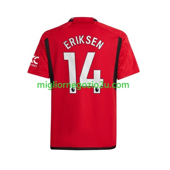 Maglia Manchester United Eriksen 14 Uomo Casa Divisa 2023-2024 Manica Corta