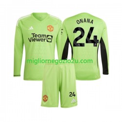 Maglia Manchester United Andre Onana 24 Portiere Bambino Casa Divisa 2023-2024 Manica Lunga