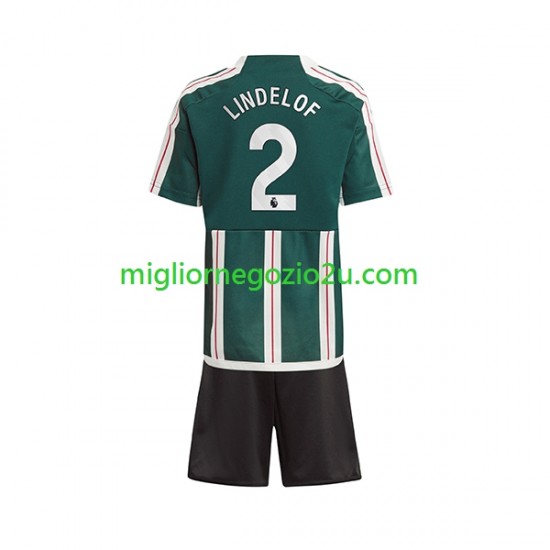 Maglia Manchester United Lindelof 2 Bambino Trasferta Divisa 2023-2024 Manica Corta