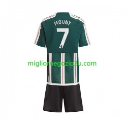 Maglia Manchester United Mount 7 Bambino Trasferta Divisa 2023-2024 Manica Corta