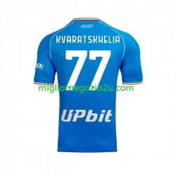 Maglia Napoli Khvicha Kvaratskhelia 77 Uomo Casa Divisa 2023-2024 Manica Corta