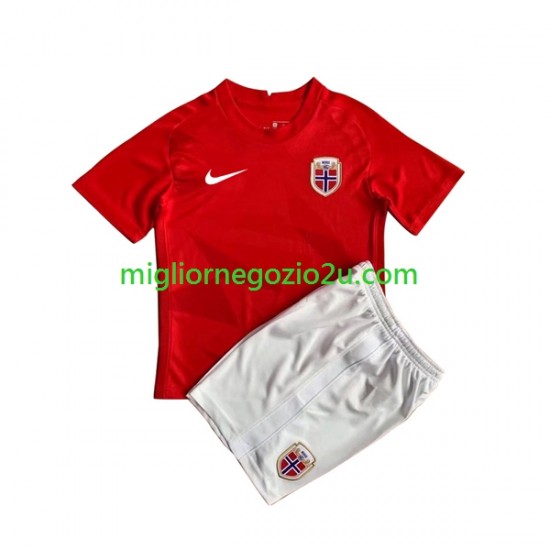 Maglia Norvegia HAALAND 9 Bambino Casa Divisa 2022 Manica Corta
