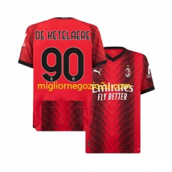 Maglia AC Milan Charles De Ketelaere 90 Uomo Casa Divisa 2023-2024 Manica Corta