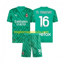 Maglia AC Milan Mike Maignan 16 Portiere Bambino Casa Divisa 2023-2024 Manica Corta