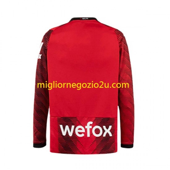 Maglia AC Milan Uomo Casa Divisa 2023-2024 Manica Lunga