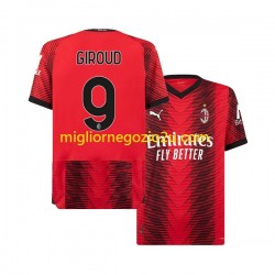 Maglia AC Milan Olivier Giroud 9 Uomo Casa Divisa 2023-2024 Manica Corta