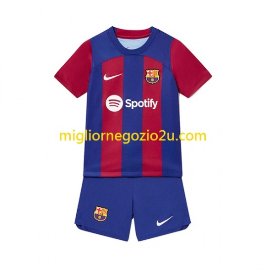 Maglia FC Barcelona Bambino Casa Divisa 2023-2024 Manica Corta