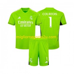 Maglia Real Madrid Thibaut Courtois 1 Portiere Bambino Casa Divisa 2023-2024 Manica Corta