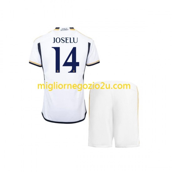 Maglia Real Madrid JOSELU 14 Bambino Casa Divisa 2023-2024 Manica Corta