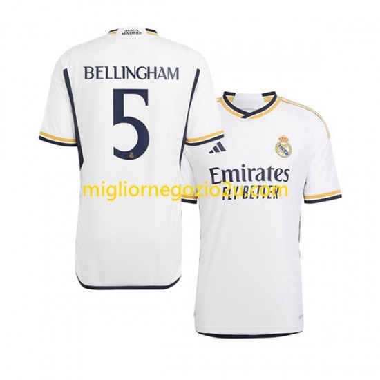 Maglia Real Madrid Jude Bellingham 5 Uomo Casa Divisa 2023-2024 Manica Corta