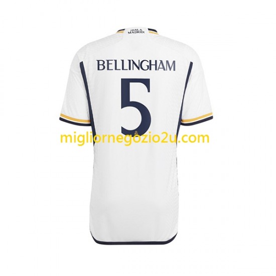 Maglia Real Madrid Jude Bellingham 5 Uomo Casa Divisa 2023-2024 Manica Corta