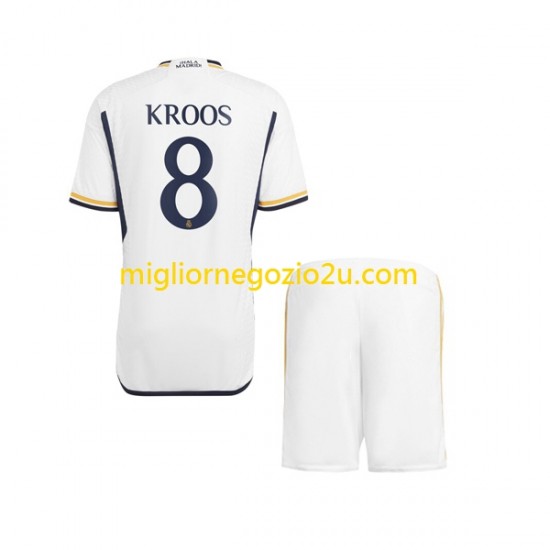 Maglia Real Madrid Kroos 8 Bambino Casa Divisa 2023-2024 Manica Corta