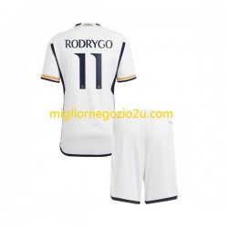 Maglia Real Madrid Rodrygo Goes 11 Bambino Casa Divisa 2023-2024 Manica Corta