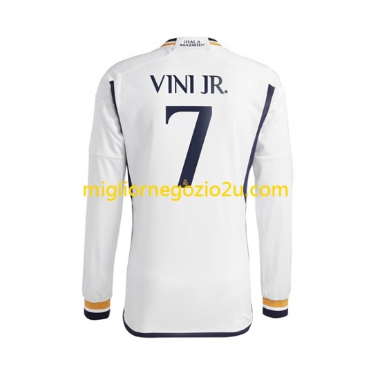 Maglia Real Madrid Vinicius Junior 7 Uomo Casa Divisa 2023-2024 Manica Lunga