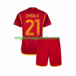 Maglia AS Roma Paulo Dybala 21 Bambino Casa Divisa 2023-2024 Manica Corta