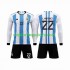 Maglia Argentina 3 Stars Lautaro Martinez 22 Bambino Casa Divisa Mondiali 2022 Manica Lunga