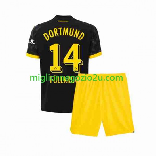 Maglia Borussia Dortmund Niclas Fullkrug 14 Bambino Trasferta Divisa 2023-2024 Manica Corta