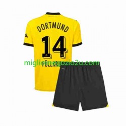 Maglia Borussia Dortmund Niclas Fullkrug 14 Bambino Casa Divisa 2023-2024 Manica Corta