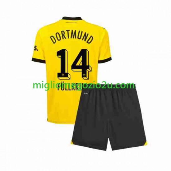 Maglia Borussia Dortmund Niclas Fullkrug 14 Bambino Casa Divisa 2023-2024 Manica Corta