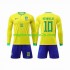 Maglia Brasile Neymar Jr 10 Bambino Casa Divisa Mondiali 2022 Manica Lunga