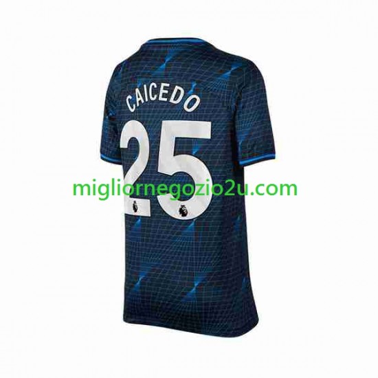 Maglia Chelsea Moises Caicedo 25 Uomo Trasferta Divisa 2023-2024 Manica Corta