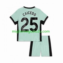 Maglia Chelsea Moises Caicedo 25 Bambino Terza Divisa 2023-2024 Manica Corta