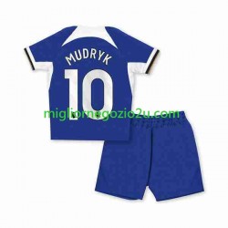 Maglia Chelsea Mykhaylo Mudryk 10 Bambino Casa Divisa 2023-2024 Manica Corta